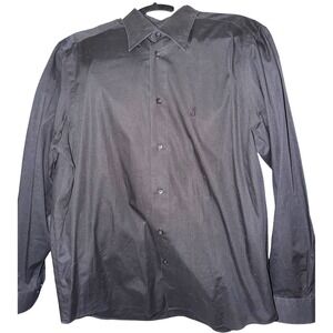 Versace Classic Black Long Sleeve Button Up Dress Shirt Men XL Embroidered Logo